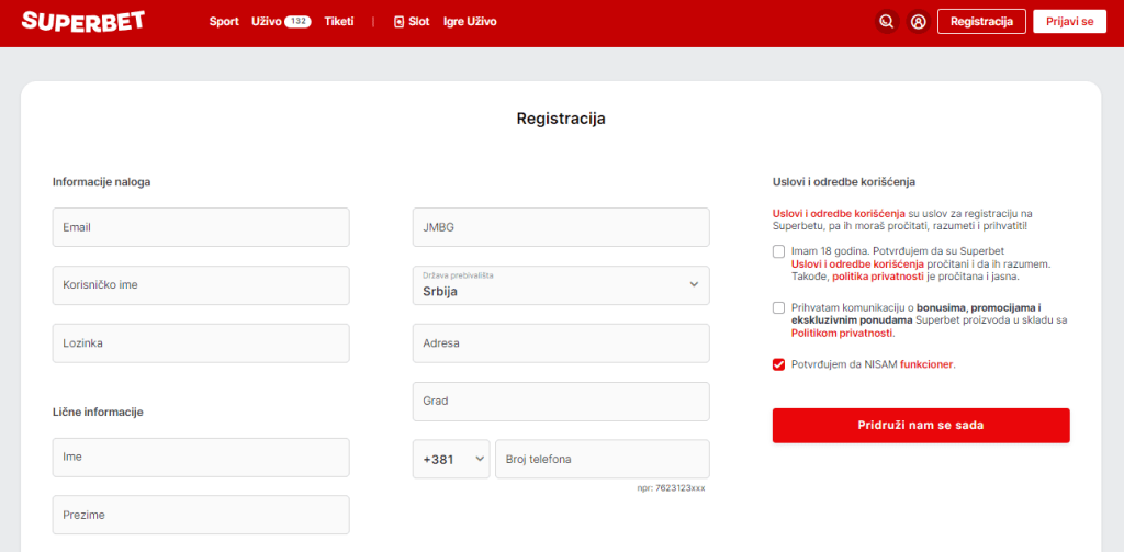 Superbet registracija